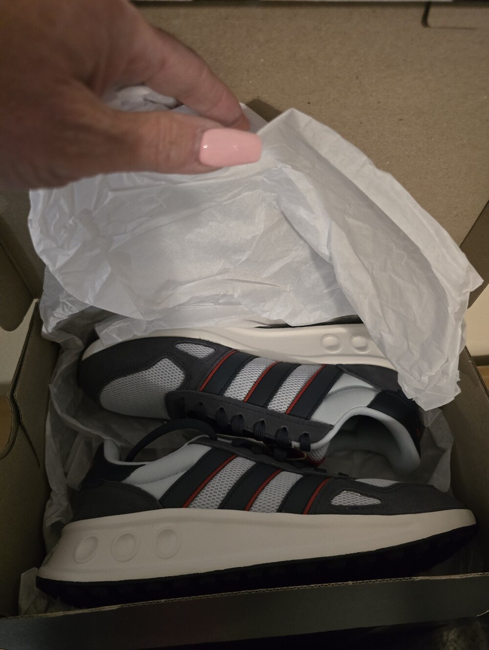 Adidas Womens Grey, Navy & Red Retro Running Shoes - Picture 2 of 6